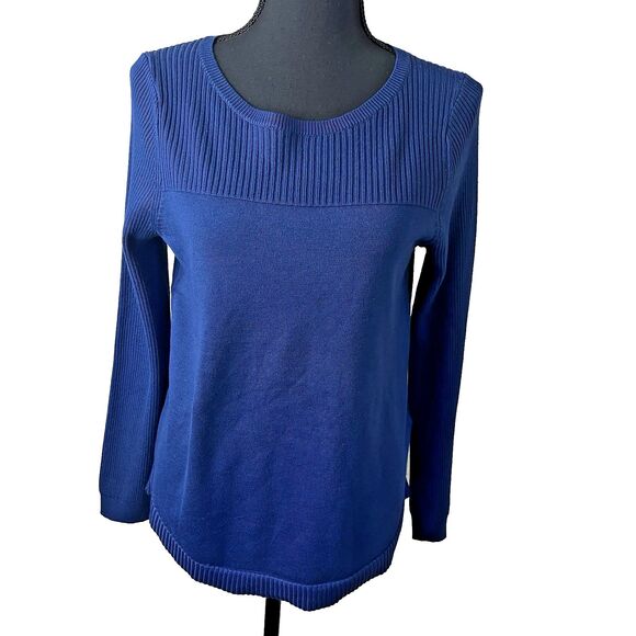 Cable & Gauge Long Sleeve Pullover Sweater Medium Wm's Knit Blue Top - Picture 1 of 7